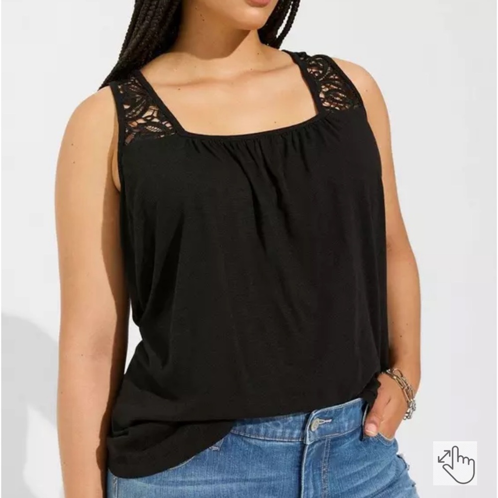 TORRID Knit Square Neck Lace Inset Tank